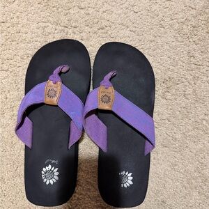 Yellow Box Purple Canvas Flip Flop Sandals